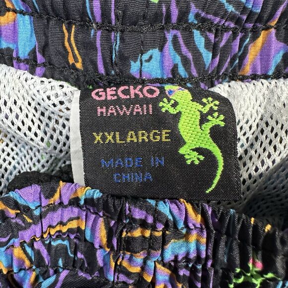 Gecko Hawaii Men’s XXL Swim Trunks Vintage 90s Mesh Liner All Over Print - Picture 2 of 13